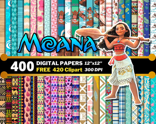 Disney Moana Digital Papers PNG bundle