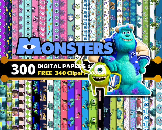 Monsters Inc. Digital Papers PNG bundle