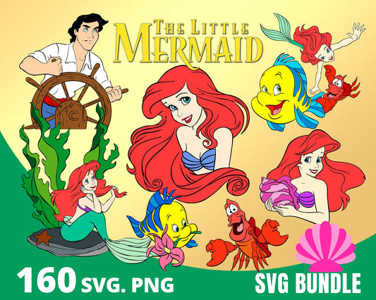 Little Mermaid SVG, PNG Bundle