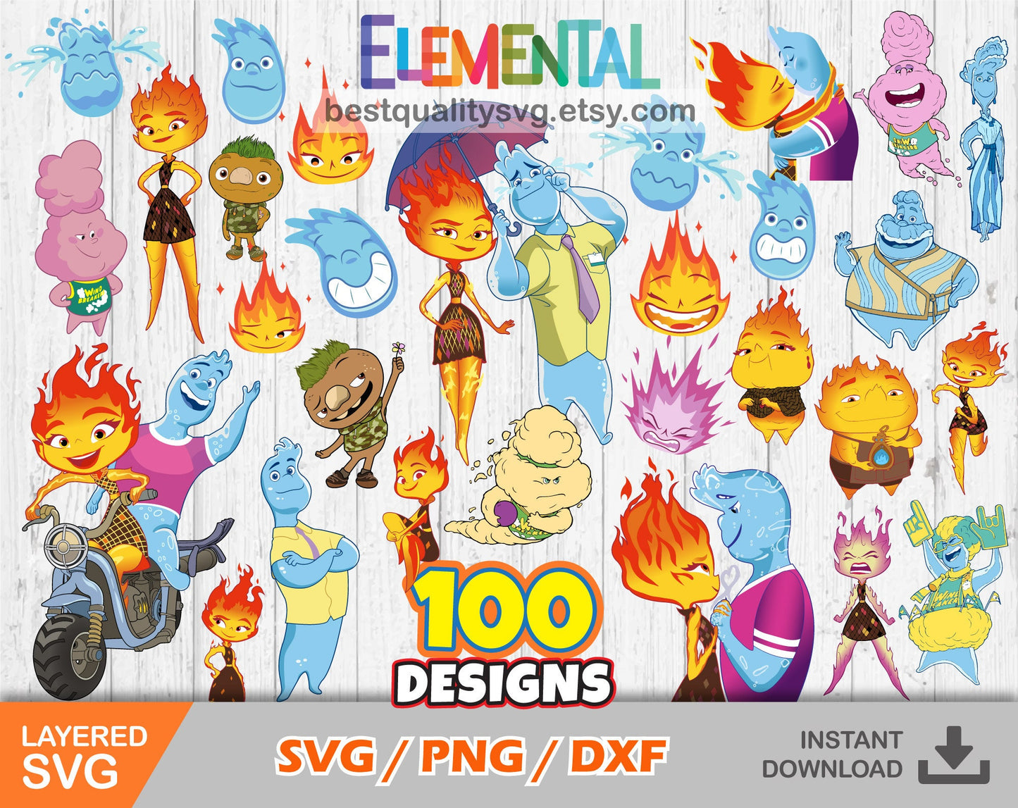Elemental clipart set SVG Bundle