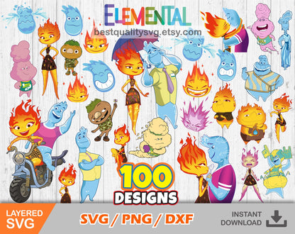 Elemental clipart set SVG Bundle