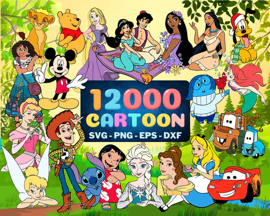 Cartoon Characters 12000 SVG, PNG bundle