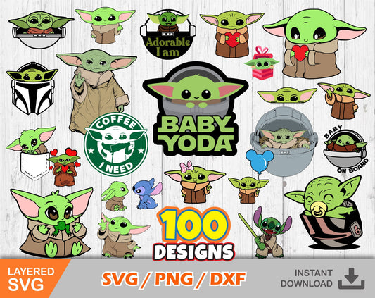 Baby Yoda 100 cliparts SVG Bundle