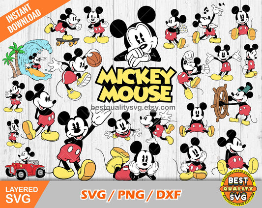 Classic Mickey Mouse clipart SVG Bundle