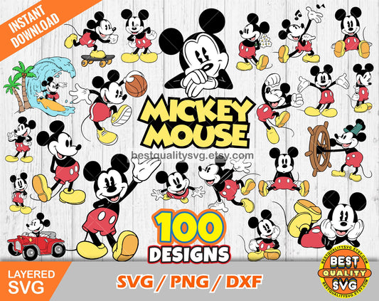 Classic Mickey Mouse 100 cliparts SVG Bundle