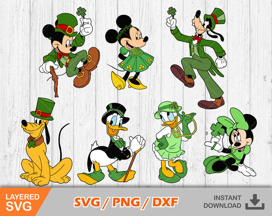 Mickey Saint Patricks Day clipart set SVG Bundle