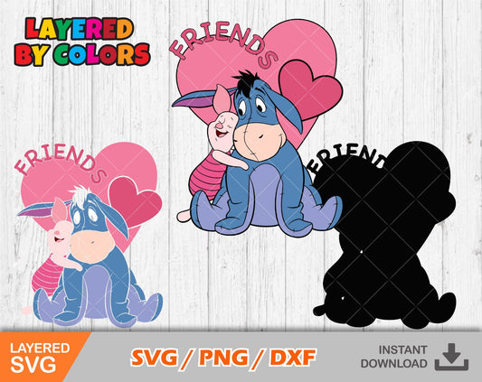 Pooh and Friends Valentine's Day clipart SVG Bundle