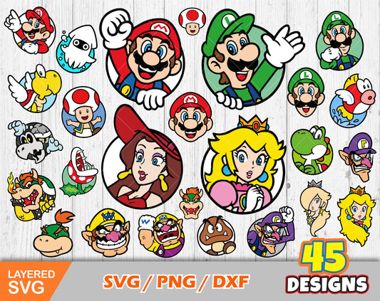 Mario Icons clipart set SVG Bundle