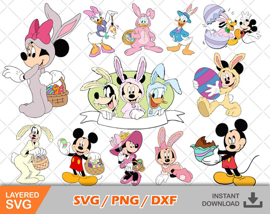 Mickey and Friends Easter cliparts SVG Bundle