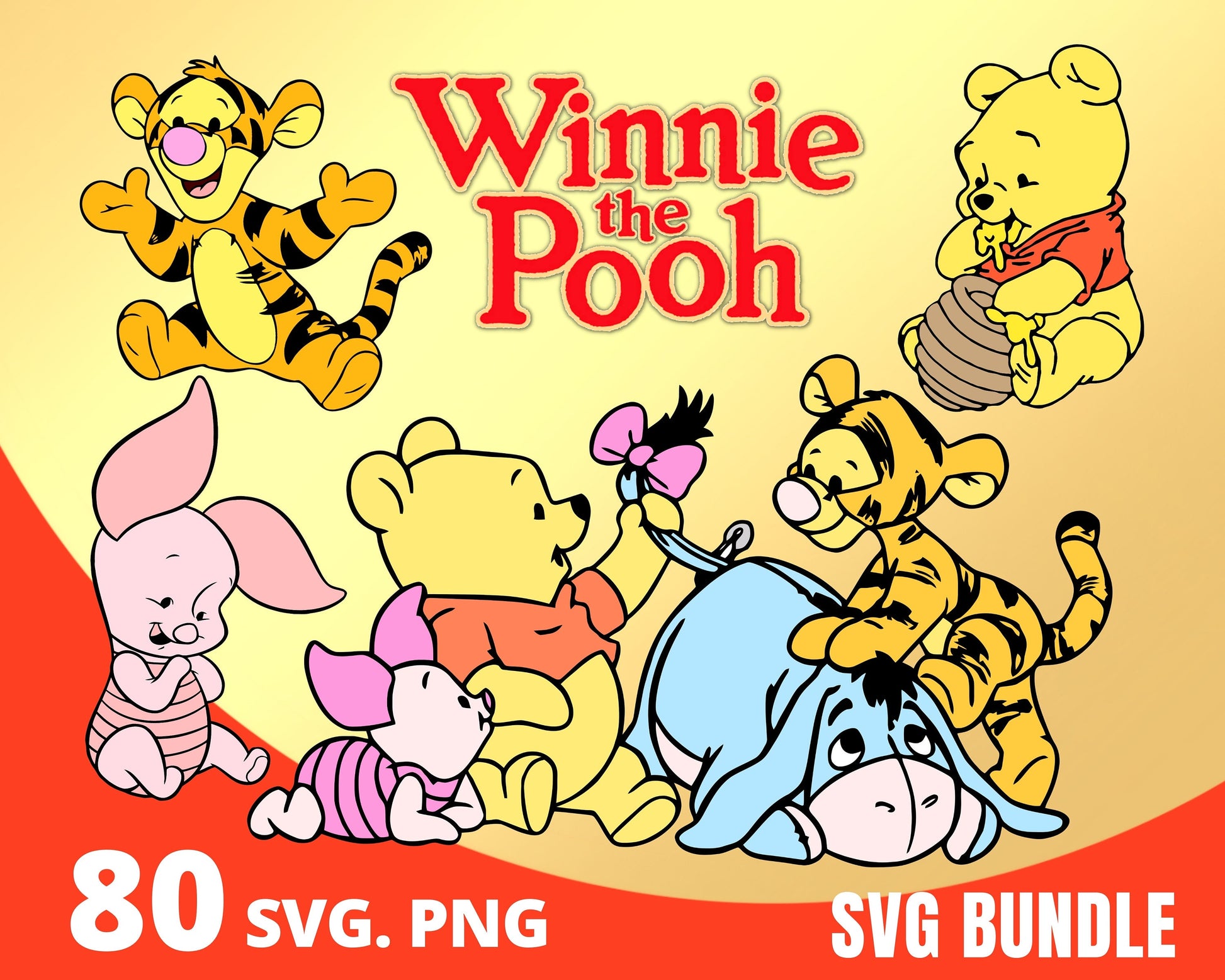 Winnie the Pooh SVG, PNG Bundle