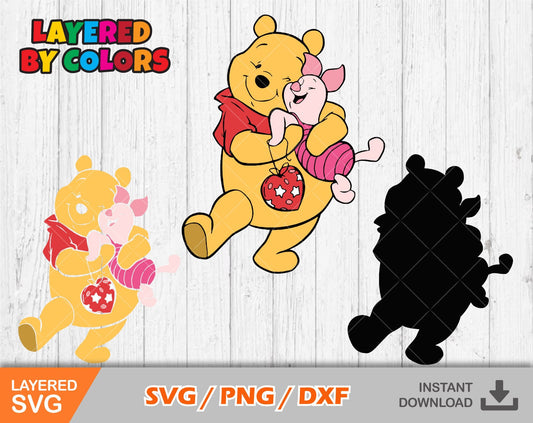 Pooh and Piglet Valentine's Day SVG Bundle