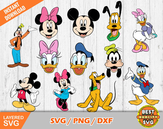Mickey and friends clipart set SVG Bundle