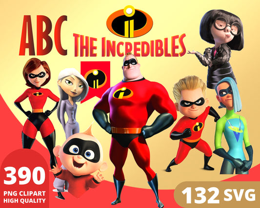 Disney Incredibles Clipart PNG, SVG bundle