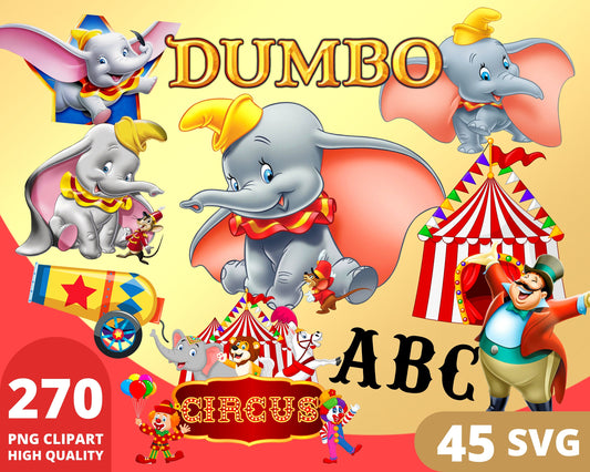 Dumbo PNG Clipart, Dumbo SVG Bundle