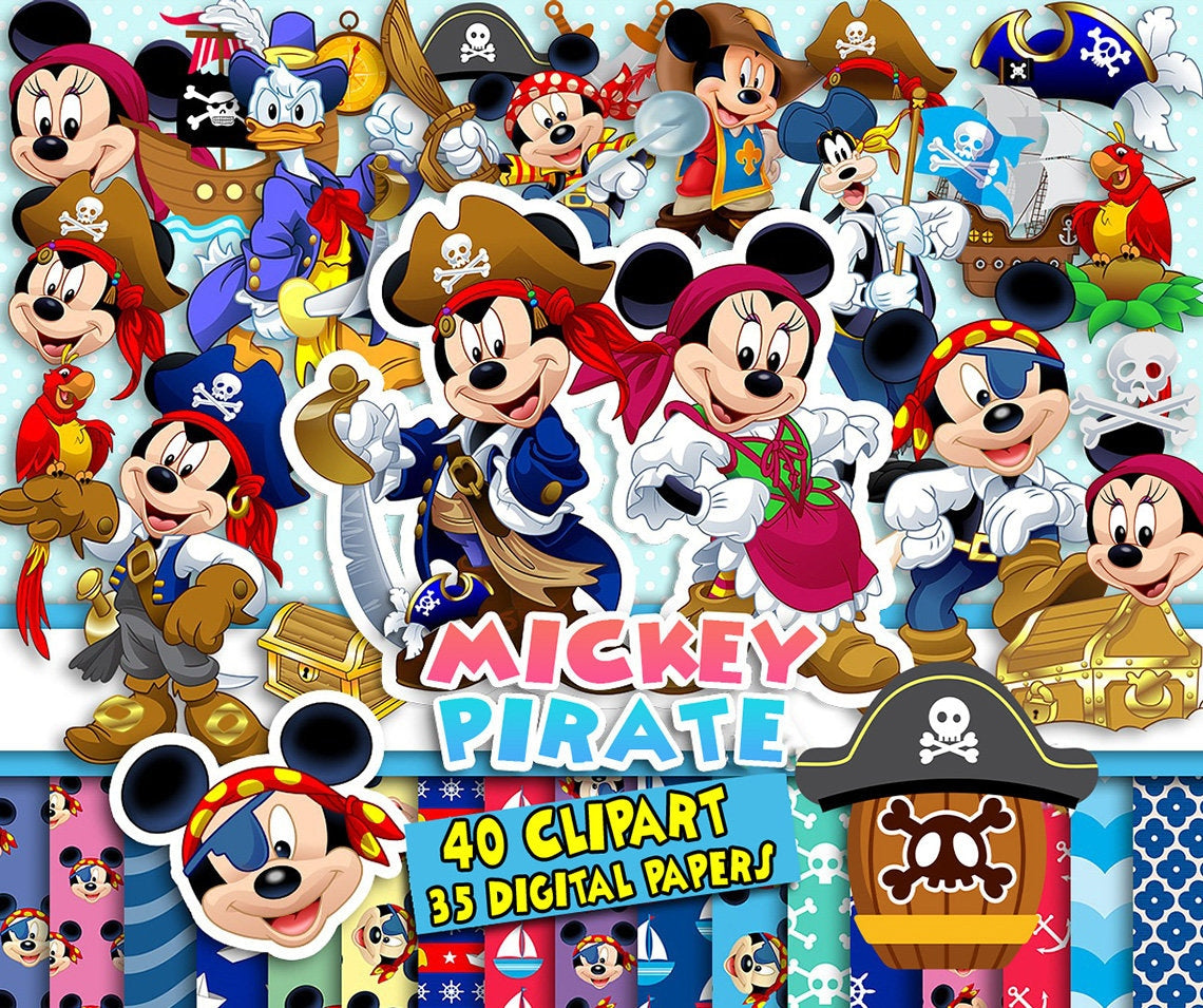 Pirate Mickey Clipart PNG Bundle