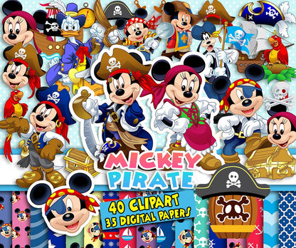 Pirate Mickey Clipart PNG Bundle