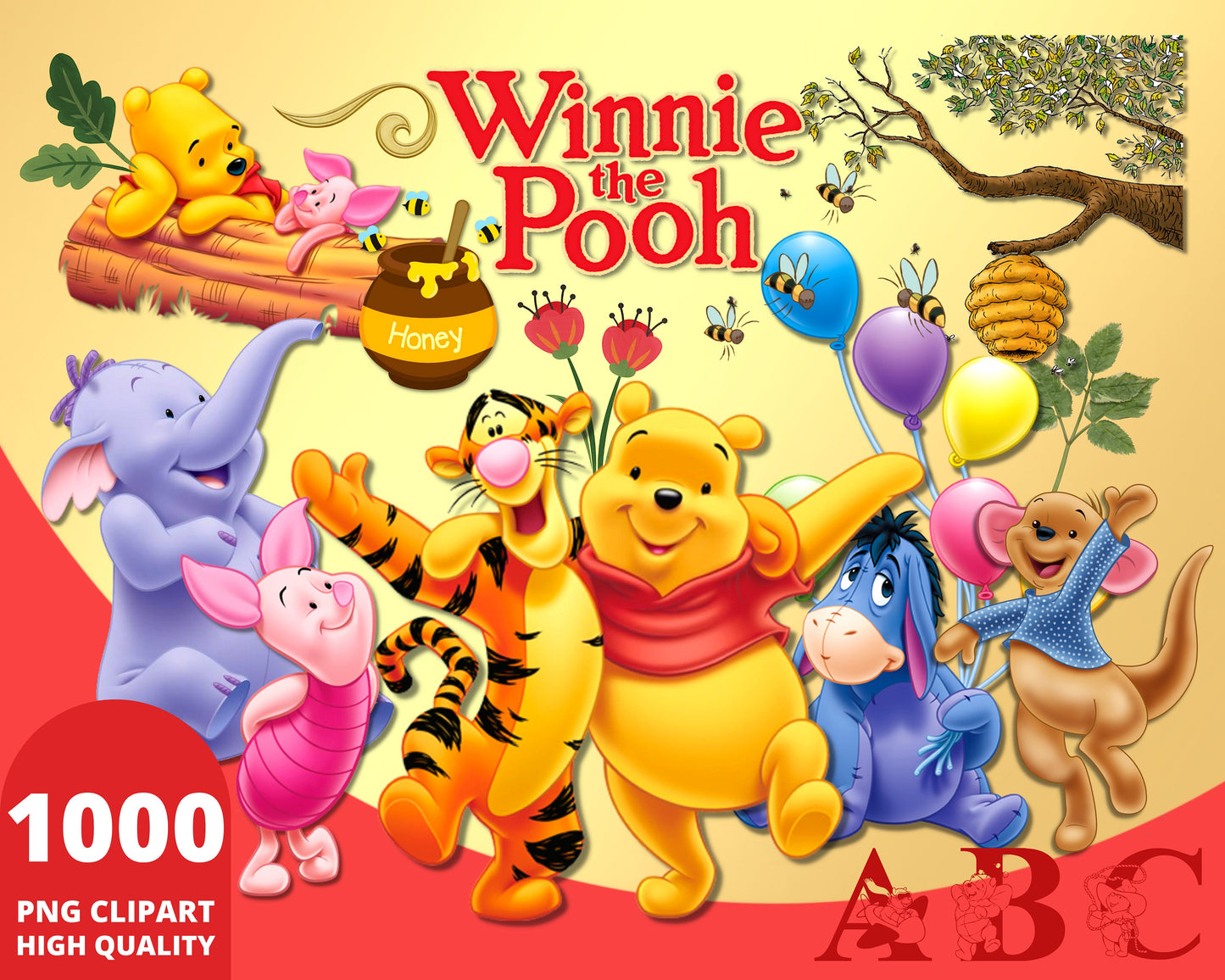 Winnie the Pooh Clipart PNG Bundle