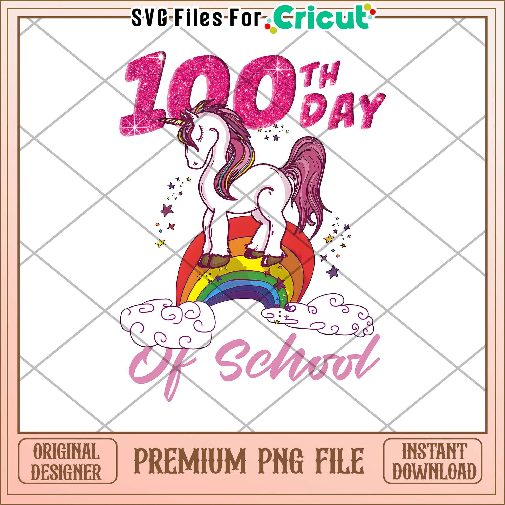 1ooth day of school png, baby unicorn png, magical school png