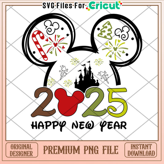 2025 Happy New Year Mickey PNG