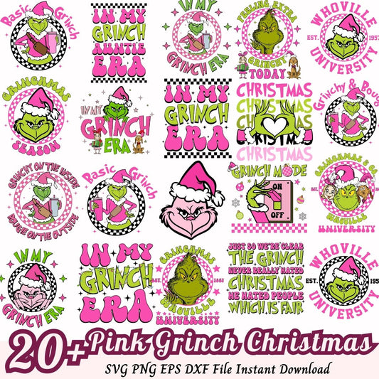 Pink Grinch Christmas svg bundle, Christmas svg bundle