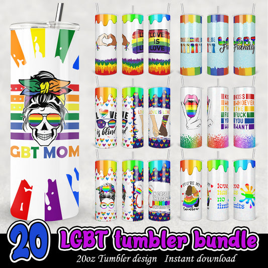 LGBT Tumbler Bundle, LGBT 20oz tumbler png bundle