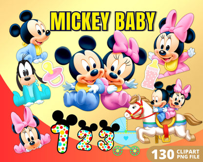 Mickey Baby Digital Papers PNG bundle