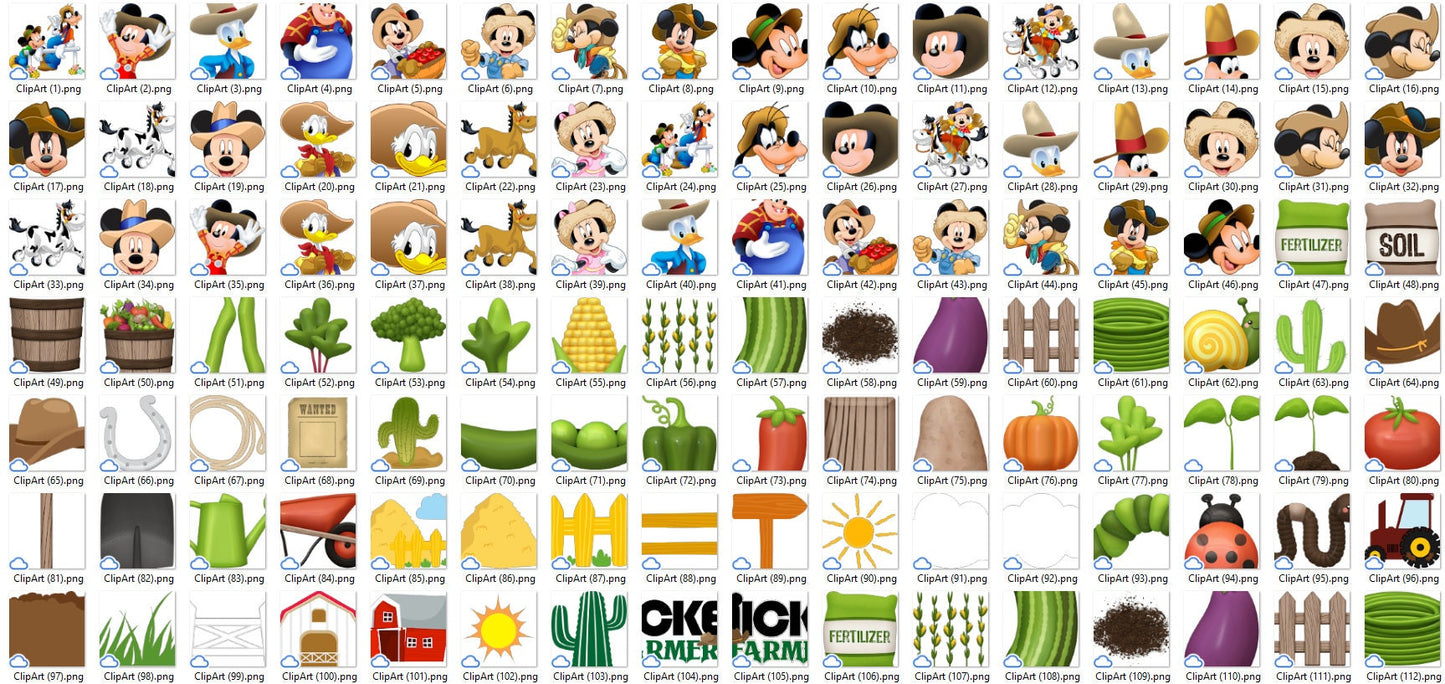 Farmer Mickey clipart PNG Bundle