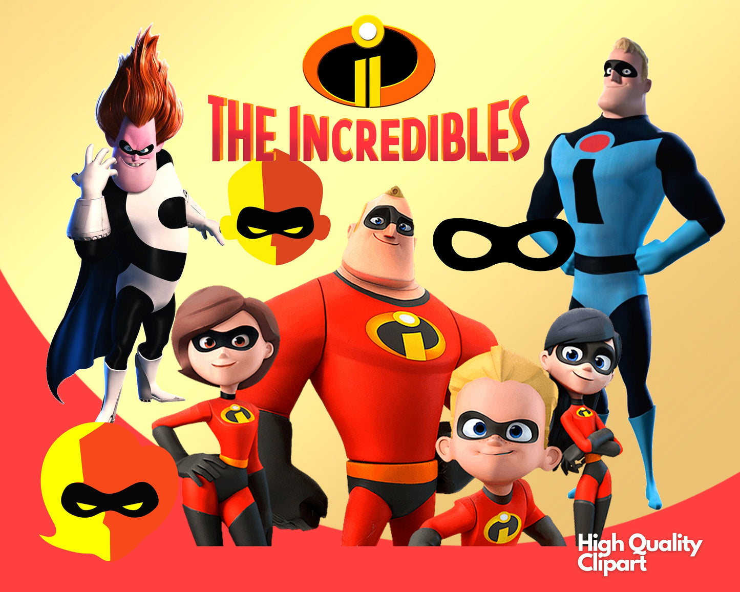 Disney Incredibles Clipart PNG, SVG bundle