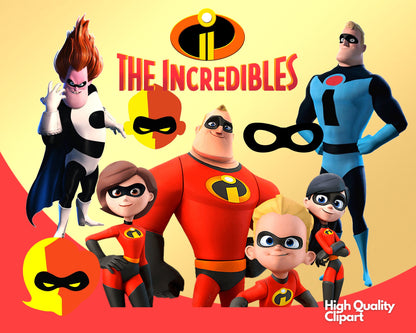 Disney Incredibles Clipart PNG, SVG bundle