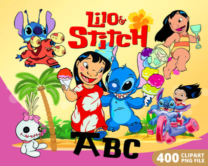 Lilo and Stitch Digital Papers PNG bundle