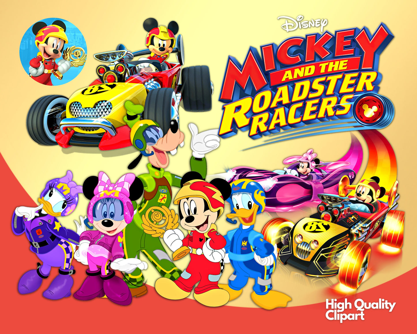 Mickey and Roadster Racers Clipart PNG bundle