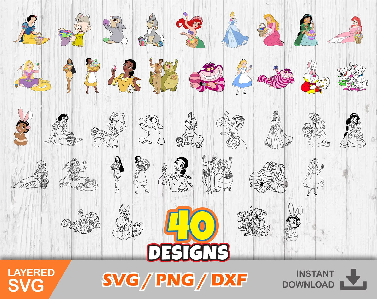 Princess Easter Clipart SVG Bundle