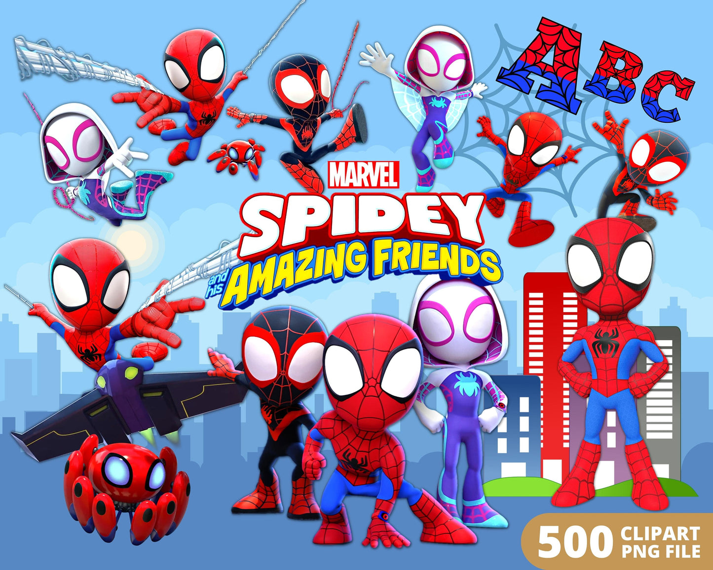 Spidey his Amazing Friends Digital Papers PNG bundle