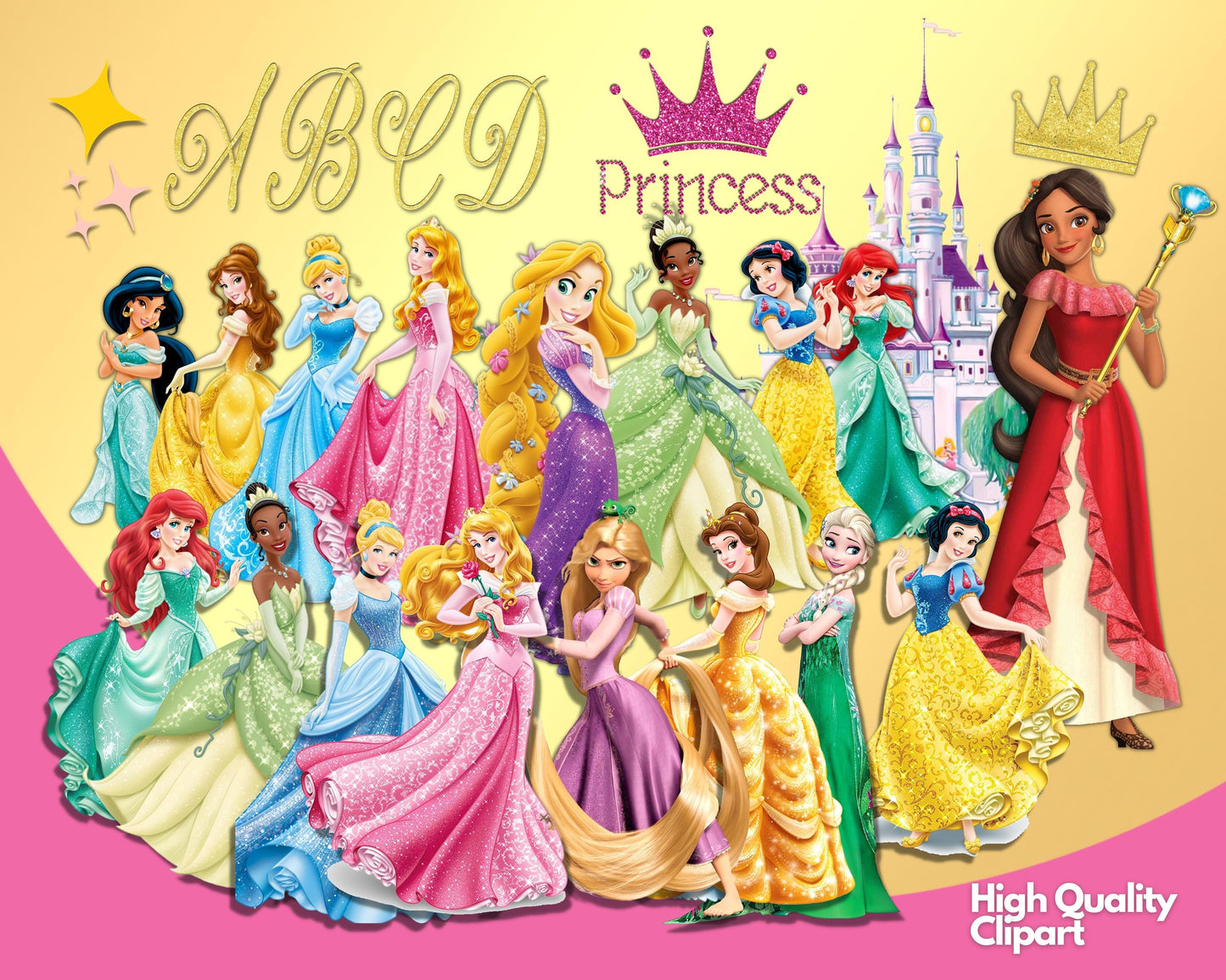 Disney Princess Clipart PNG Bundle