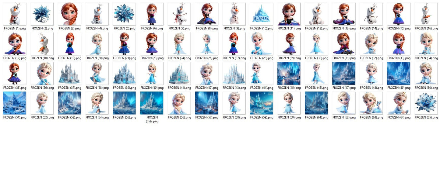 3d cute Frozen Clipart SVG Bundle