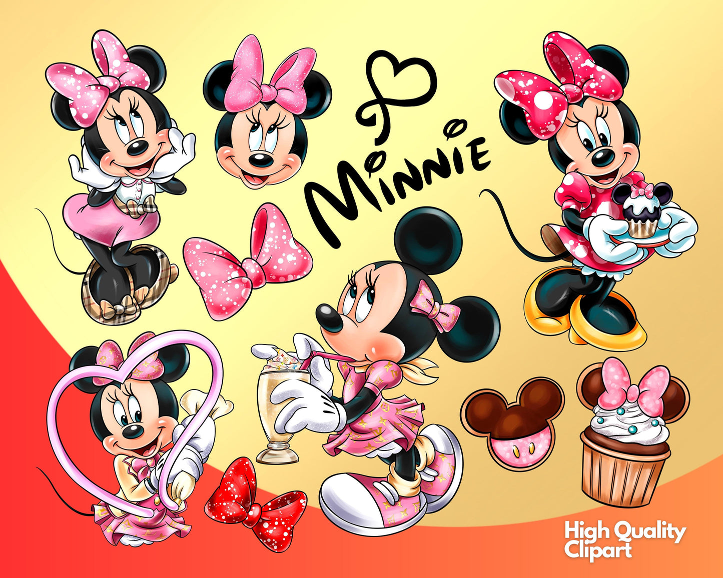 Minnie Mouse Clipart PNG bundle