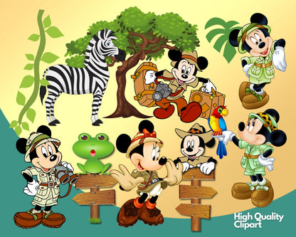 Mickey Safari Clipart PNG bundle