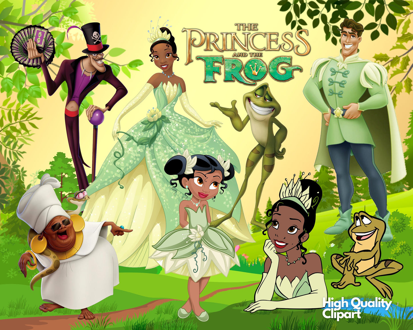 Princess and the Frog Clipart PNG bundle