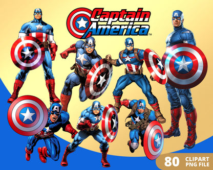Captain America Digital Papers PNG bundle