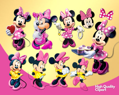Minnie Mouse Pink Clipart PNG bundle