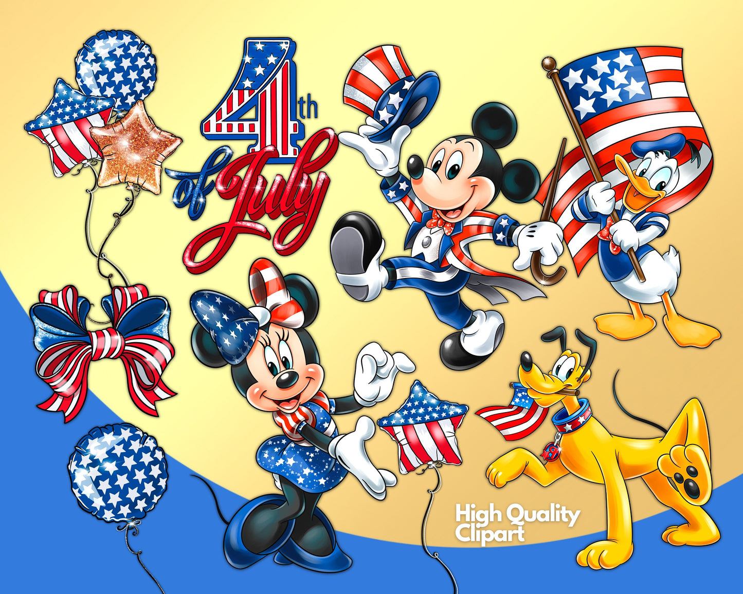 Mickey 4th July Clipart PNG bundle