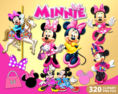 Minnie Mouse Pink Digital Papers PNG bundle