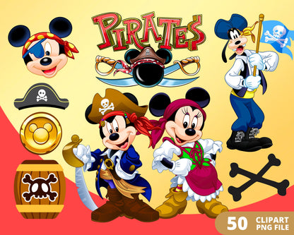 Mickey Pirates Digital Papers PNG bundle