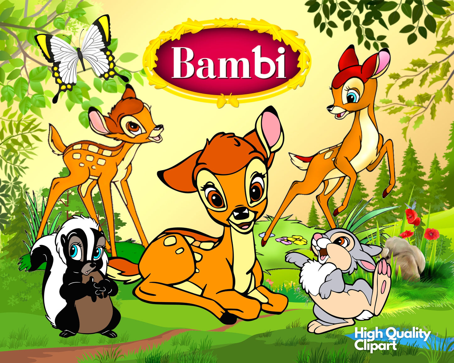 Bambi Clipart PNG, SVG bundle