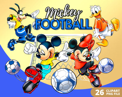 Mickey Football Digital Papers PNG bundle