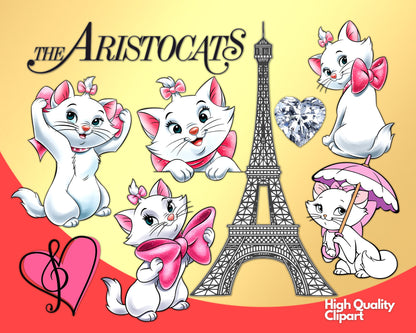 Aristocats PNG SVG Clipart bundle