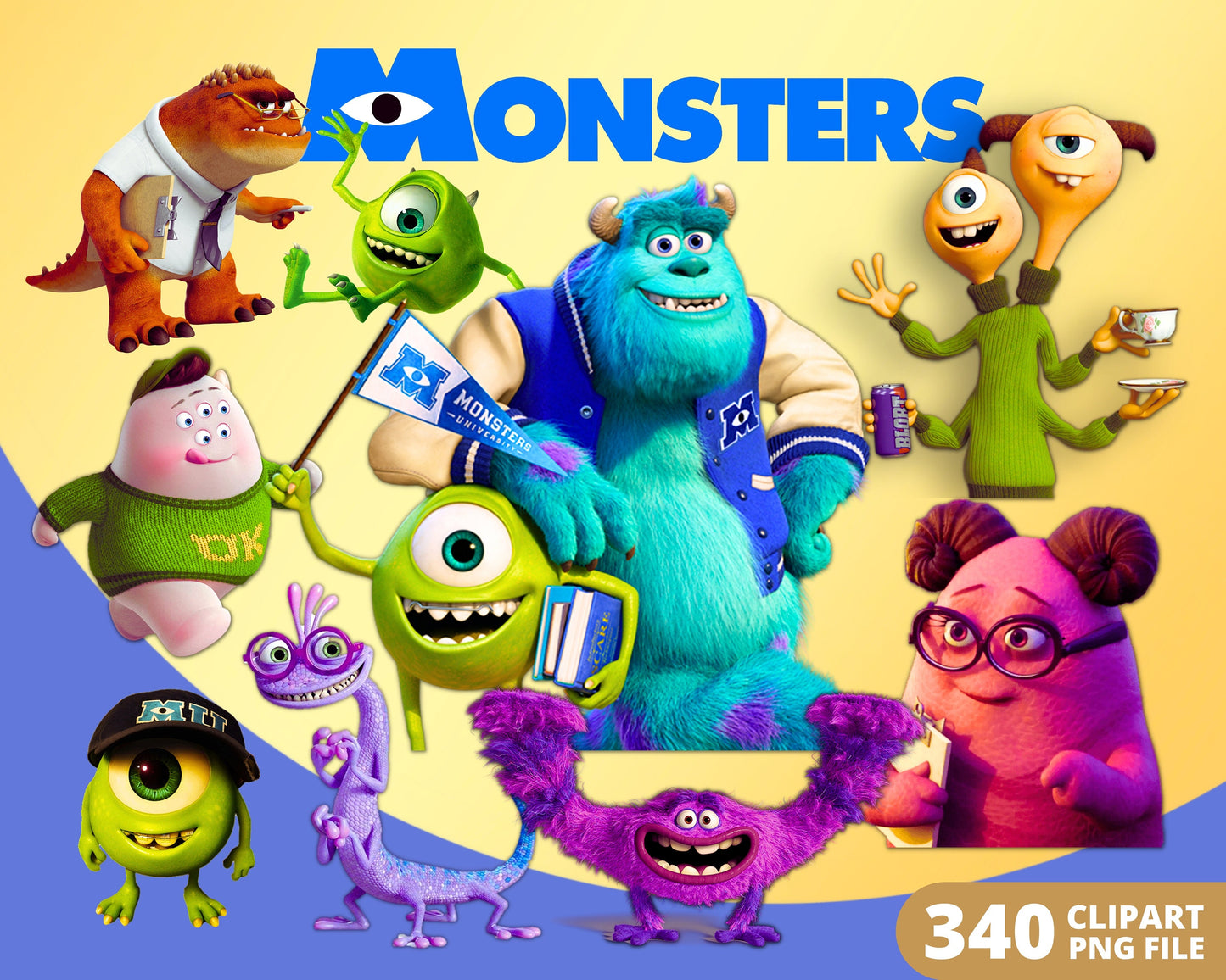 Monsters Inc. Digital Papers PNG bundle