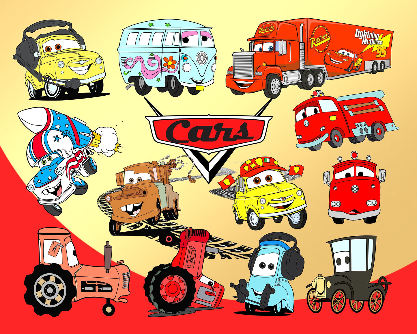 Disney car Clipart SVG, PNG bundle