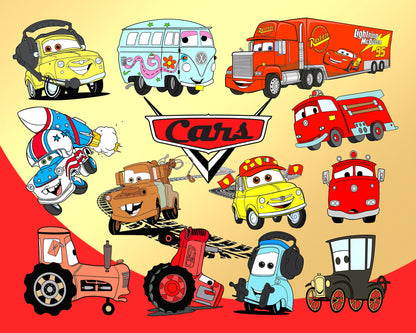 Disney car Clipart SVG, PNG bundle