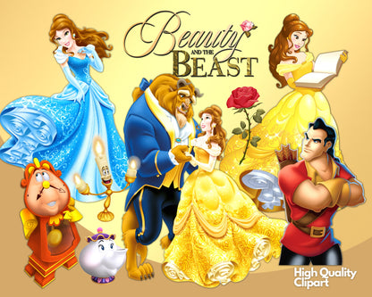 Beauty and Beast Clipart PNG, SVG bundle
